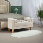Polsterbank, Vintage-Design, 2 Kissen, Chenillebezug, 115 x 44 x 58 cm, Beige