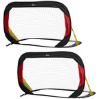 Fußballtor Klapptor 2er-Set mit Tragetasche 120 x 80 x 80cm Stahl Schwarz+Rot+Gold