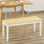 102 cm Wood Dining Bench for 2 People, Wooden Bench for Kitchen, Dining Room, Entryway, White