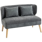 2-Sitzer-Sofa, kleines Chenille-Sofa mit Flügelrücken, dickem Sitz, Gummibaumholzfüßen, Grau