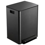 60L Dual Compartment Stainless Steel Bin, with Deodoriser Holders - Black