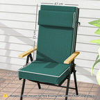 Sitzkissen 120 x 47 x 9,5 cm wasserabweisend Stuhlkissen mit B?ndern, Kopfst¨¹tze, UPF50+ Gr¨¹n