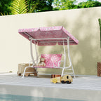 Kids Porch Swing, 2-Seater Patio Swing Bench Hammock with Seat Belts, Adjustable Canopy for Garden, Pink