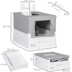 Hooded Cat Litter Box, Portable Pet Toilet, with Scoop, Front Entry - Grey