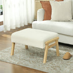 Sitzhocker Hocker mit weichem Sitzkissen Holzbeinen Fu?hocker mit Cordoptik Cremewei?