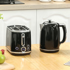 Wasserkocher Toaster Set mit 2 Scheiben Toaster, Schwarz