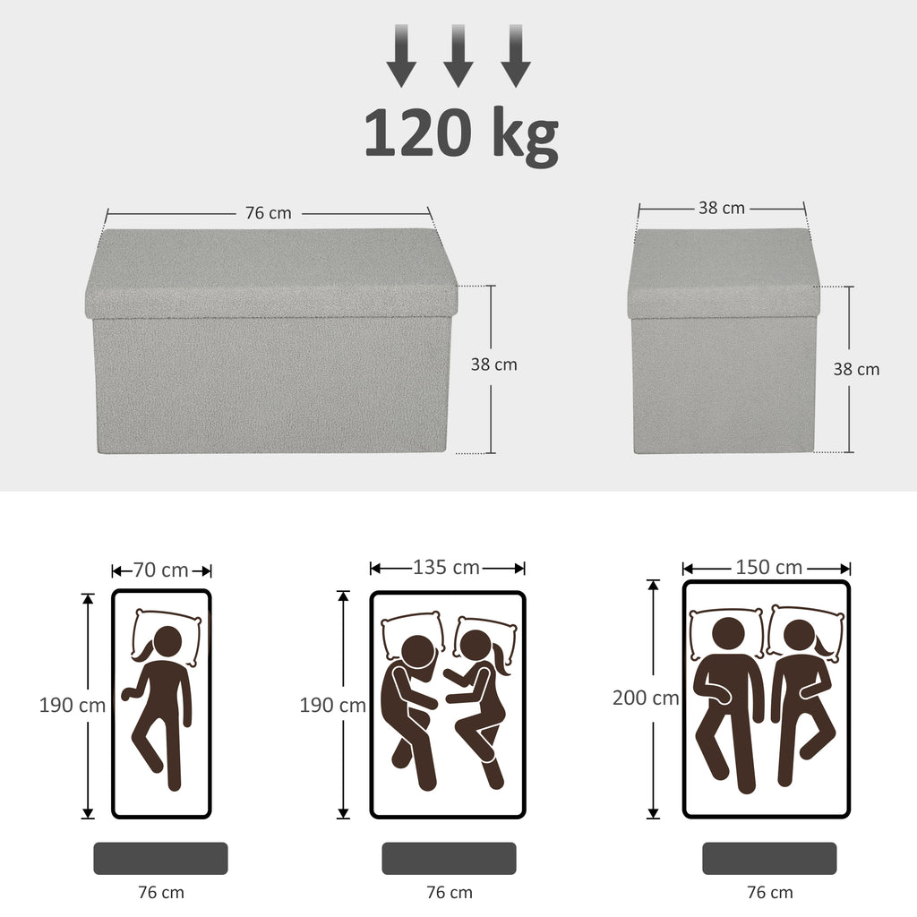 Aufbewahrungshocker, Polsterbank mit Stauraum und Deckel f¨¹r Wohnzimmer, Schlafzimmer, Flur, Hellgrau
