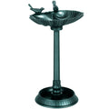 Vogeltr?nke, Vogelbad mit Statuen, 2 Becken, Kunststoff, antiker Look, 49,5L x 38B x 81H cm, Dunkelgr¨¹n