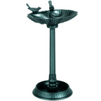 Vogeltr?nke, Vogelbad mit Statuen, 2 Becken, Kunststoff, antiker Look, 49,5L x 38B x 81H cm, Dunkelgr¨¹n