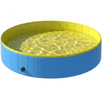 Foldable Dog Pool for Puppies and Ducks Dog Paddling Pool Bath Tub, Blue, 160 x 30cm