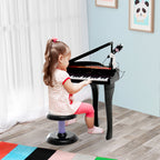 Keyboard Kinder mit 37 Tasten, Hocker Klavier mit Mikrofon, LED-Lehrmodus, Aufnahme, Piano Musikinstrument f¨¹r 3-6 Jahre Kinder Schwarz
