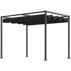Pergola ca. 3x2m Garten Pavillon Terrassendachung Metall Freistehender Gartenpavillon mit Verstellbares Dach, UV Schutz, Sonnenschutz für Terrasse und Garten, Schwarz+Grau