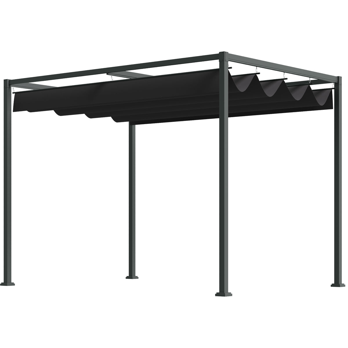 Pergola ca. 3x2m Garten Pavillon Terrassendachung Metall Freistehender Gartenpavillon mit Verstellbares Dach, UV Schutz, Sonnenschutz für Terrasse und Garten, Schwarz+Grau
