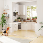 Haustierzaun, 6-Panel-Barriere mit Tür, faltbar, für kleine & mittelgroße Hunde, Kunststoff, Kohlenstoffstahl, Weiß
