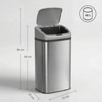 48L Stainless Steel Sensor Bin - Silver-Tone