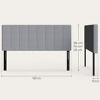 Kopfteil 3-fach höhenverstellbar Bettkopfteil mit Metallbeinen Leinenoptik für Schlafzimmer 160x10x106/116/126 cm Grau