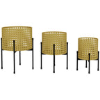 Blumenst?nder, 3er-Set, rostfreies Metallgestell, In- und Outdoor, Schwarz/Gold