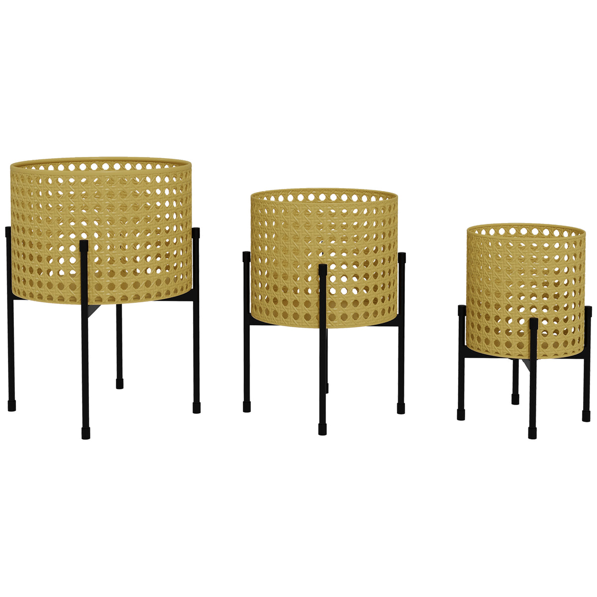 Blumenst?nder, 3er-Set, rostfreies Metallgestell, In- und Outdoor, Schwarz/Gold