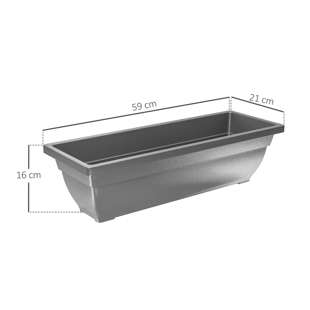 5er-Set Blument?pfe, Pflanzengef??e aus Kunststoff f¨¹r Terrasse, Garten, Balkon, 59 x 21 x 16 cm, Grau
