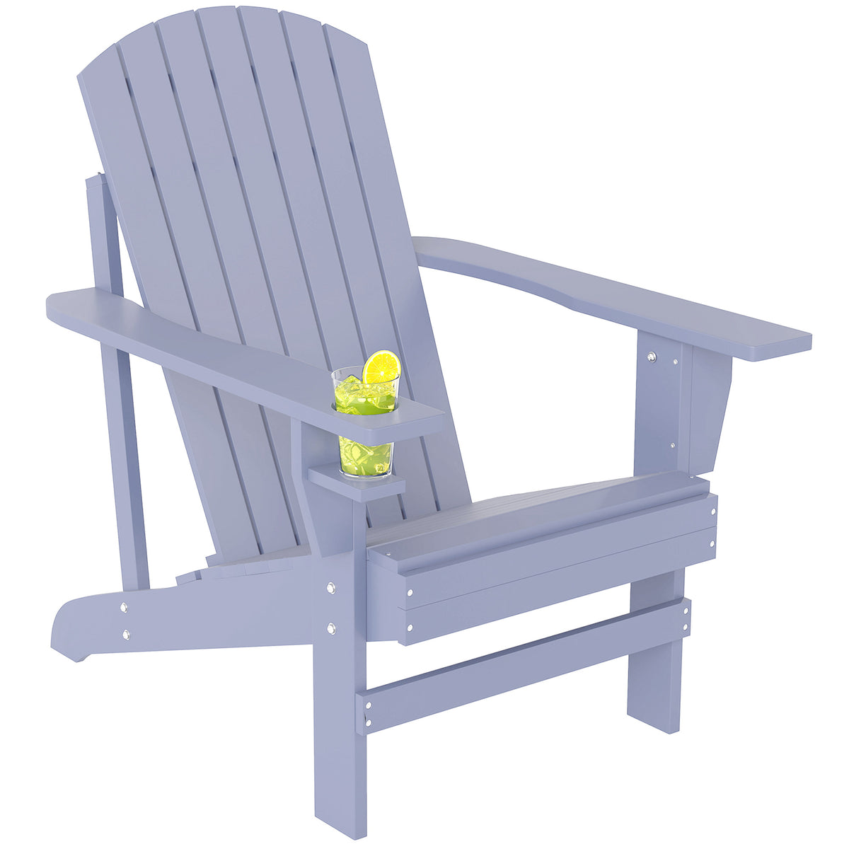 Adirondack-Gartenstuhl mit Becherhalter Gartenliege Balkonstuhl Massivholz Grau 72 x 95 x 93 cm