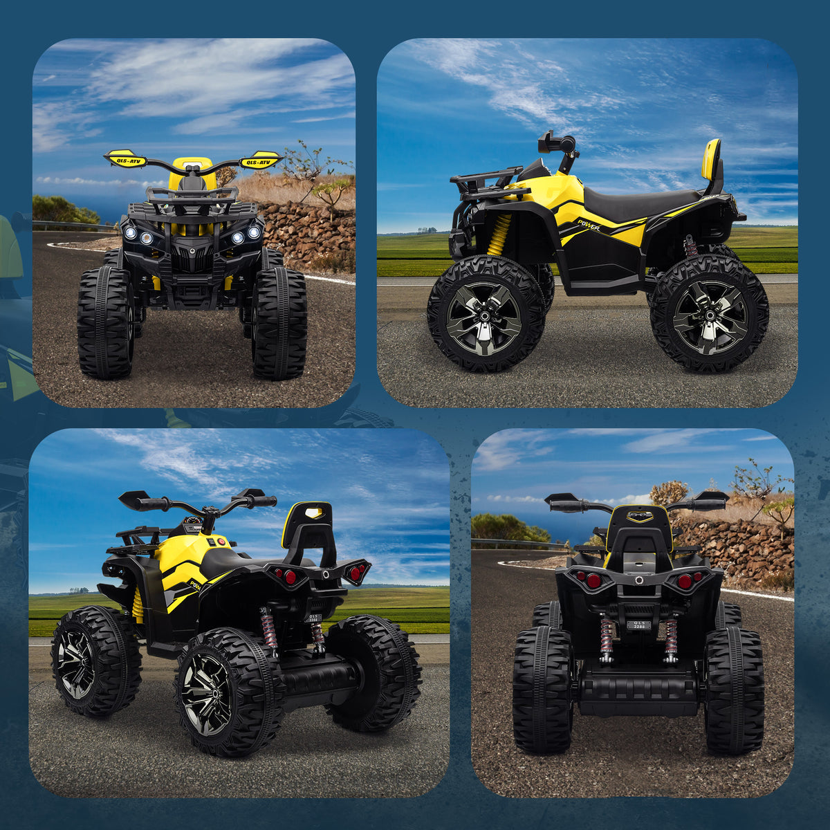 Elektro-Kinderquad, 3-8 km/h, 45 Min. Betriebszeit, LED-Scheinwerfer, Musikplayer mit USB, für Kinder 3 bis 5 Jahre
