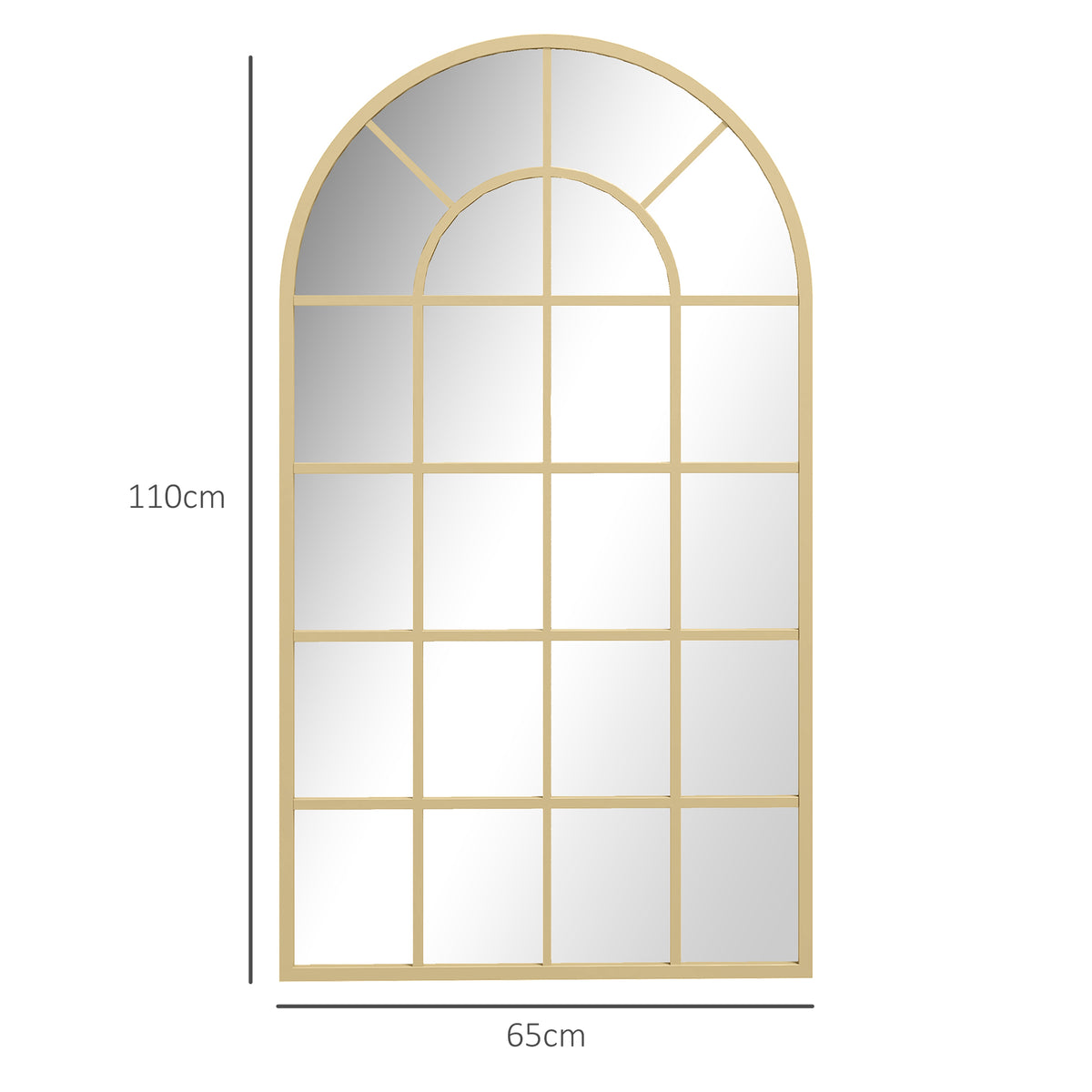 110 x 65 cm Arched Decorative Wall Mirror for Bedroom Living Room, Modern Window Bathroom Mirror for Home Decor
