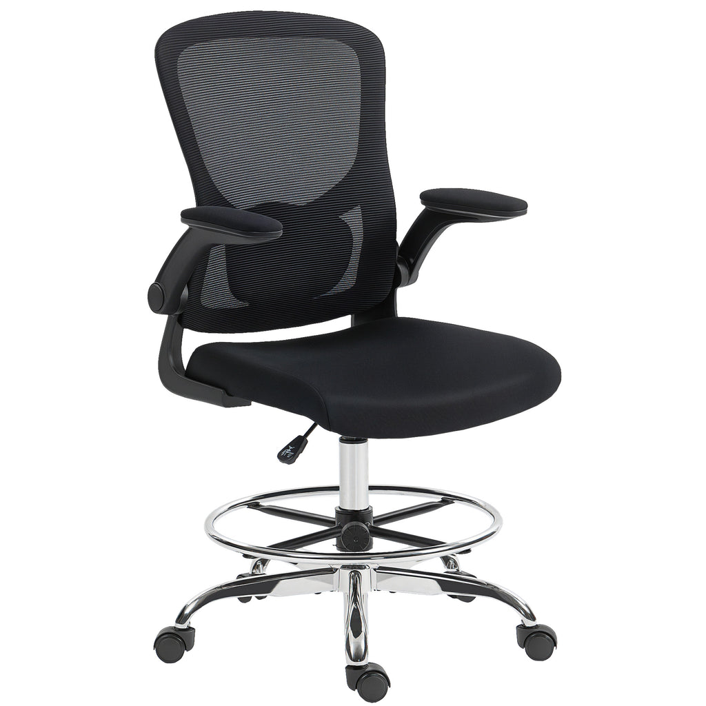 Zeichenstuhl mit Lendenstütze, höhenverstellbar, drehbar, für Homeoffice, Studio, Kunstprojekte, Schwarz