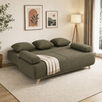 Schlafsofa mit verstellbarer Rückenlehne, Bettfunktion, verstecktem Stauraum und Cordbezug, Dunkelgrün