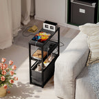 Beistelltisch Sofatisch mit Steckdosenleiste, Ablage, f¨¹r Kleine R?ume, 45x18x60,2cm, Schwarz