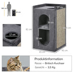 81cm Cat Scratching Barrel, with Two Cat Houses for Indoor Cats, Grey