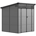 6 x 6ft Outdoor Storage Shed, Plastic Garden Shed with Windows and Air Vents, Outdoor Resin Tool Shed with Latch Doors for Garden, Deck, Light Grey