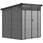  6 x 6ft Outdoor Storage Shed, Plastic Garden Shed with Windows and Air Vents, Outdoor Resin Tool Shed with Latch Doors for Garden, Deck, Light Grey