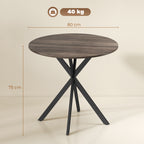 80cm Industrial Round Dining Table - Brown