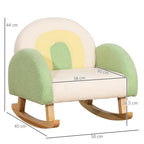 Schaukelstuhl für Kleinkinder Niedliches Design, Schaffell-Imitat, Eukalyptusholz Grün + Gelb Beige