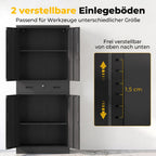 Metal Storage Cabinet, 180cm Tall Tool Cabinet with Locking Doors, Drawer and Adjustable Shelves, Black