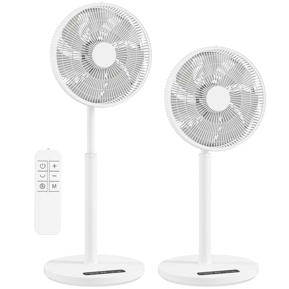 Standventilator mit Fernbedienung und 12 Geschwindigkeiten, Bodenventilator mit verstellbarer Höhe für Schlafzimmer Weiß