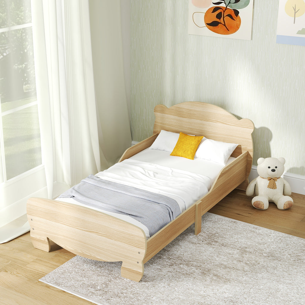 Kinderbett Jugendbett Hausbett mit Bären-Design Spielbett für 3-6Jahre Kinder 143,5 x 80 x 55 cm Naturholz