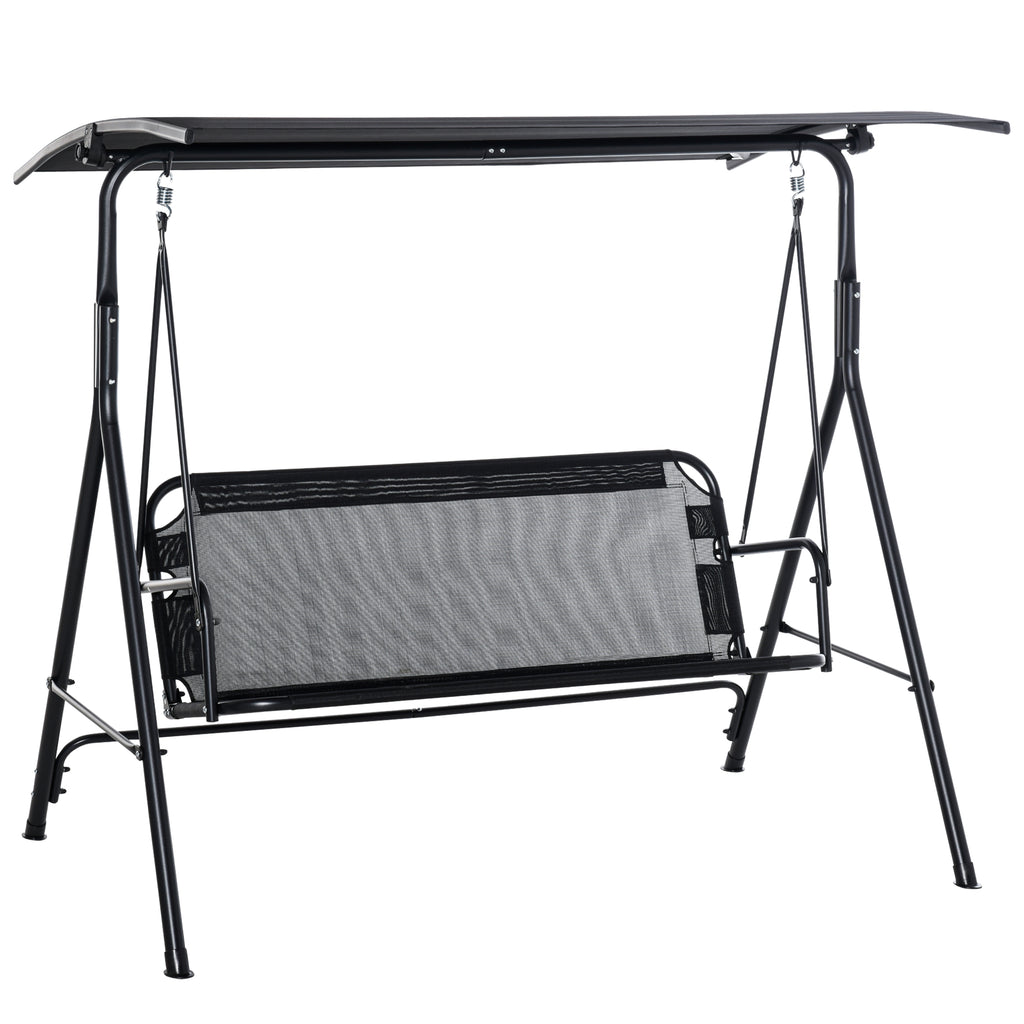  2-Sitzer Hollywoodschaukel Outdoor Gartenliege UV-beständig Hochwertiges Metallrohr winkeleinstellbar Schwarz