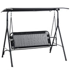  2-Sitzer Hollywoodschaukel Outdoor Gartenliege UV-beständig Hochwertiges Metallrohr winkeleinstellbar Schwarz