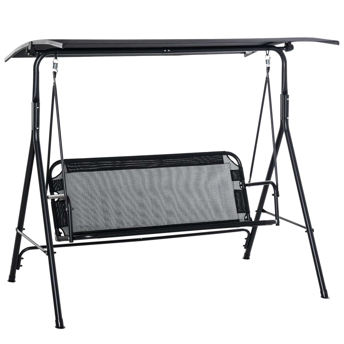 2-Sitzer Hollywoodschaukel Outdoor Gartenliege UV-beständig Hochwertiges Metallrohr winkeleinstellbar Schwarz