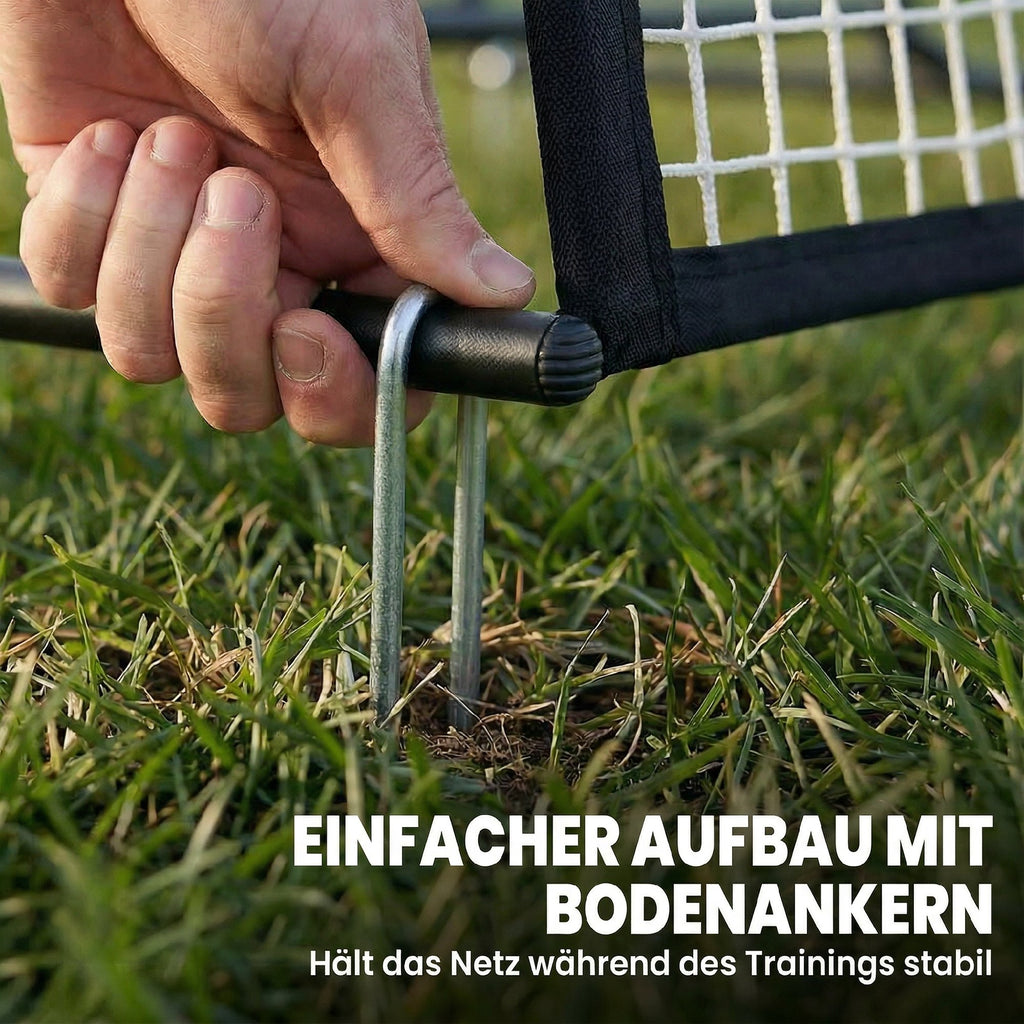 Rebounder für Fußball, 2-in-1 Zweiseitig Faltbar Prellwand mit Rückprallwand Netz, 200 x 94cm, Schwarz
