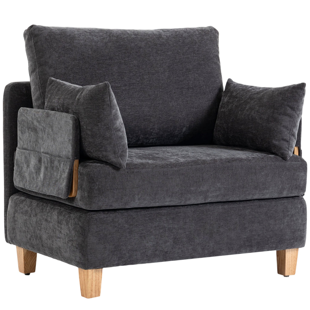 Schlafsessel 2-in-1 mit Bettfunktion 2 Kissen 183x57 cm Dunkelgrau