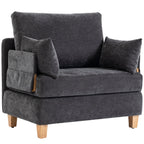Schlafsessel 2-in-1 mit Bettfunktion 2 Kissen 183x57 cm Dunkelgrau