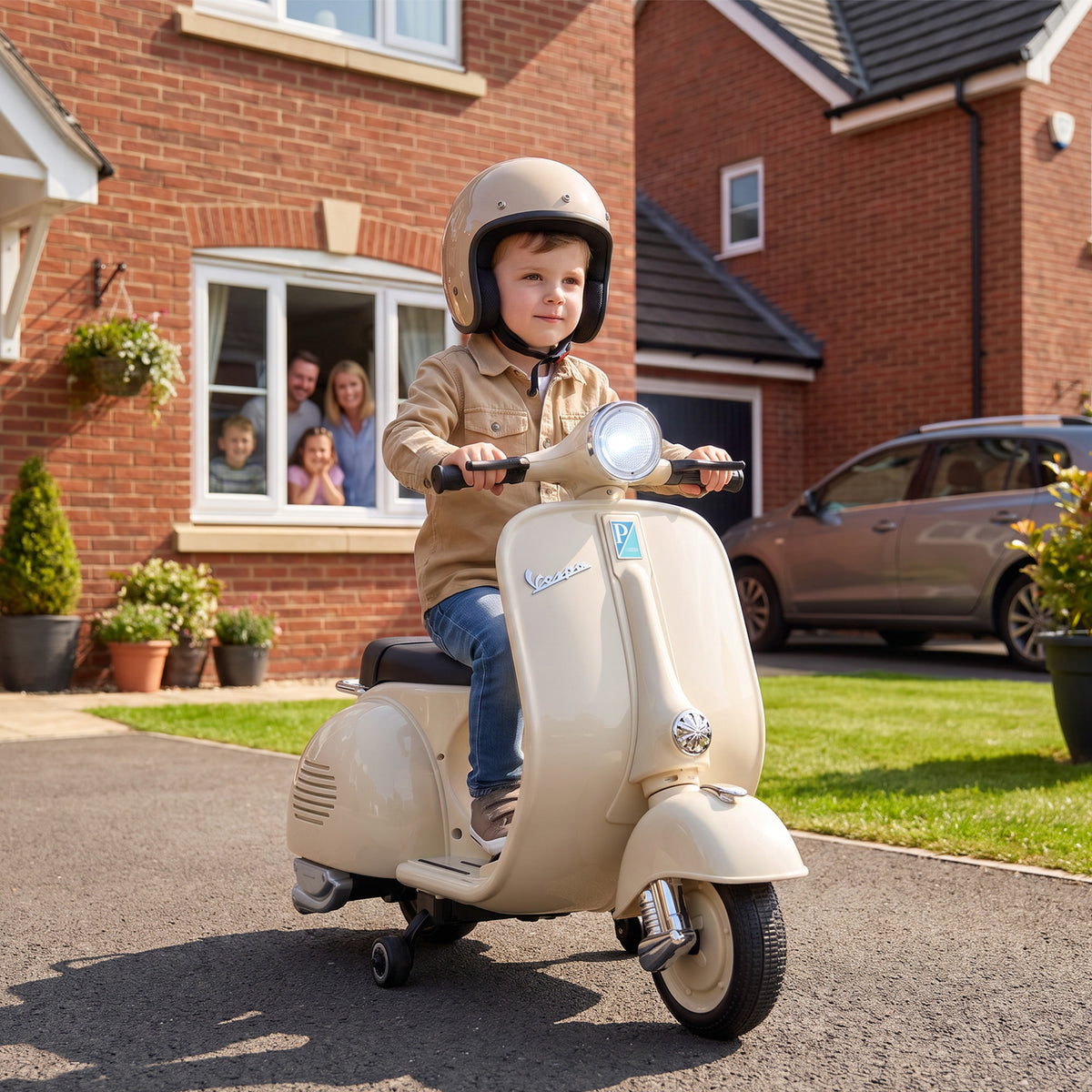 Elektro Motorrad Kinder VESPA 6V Elektromotorrad Lithium-Akku Weiß