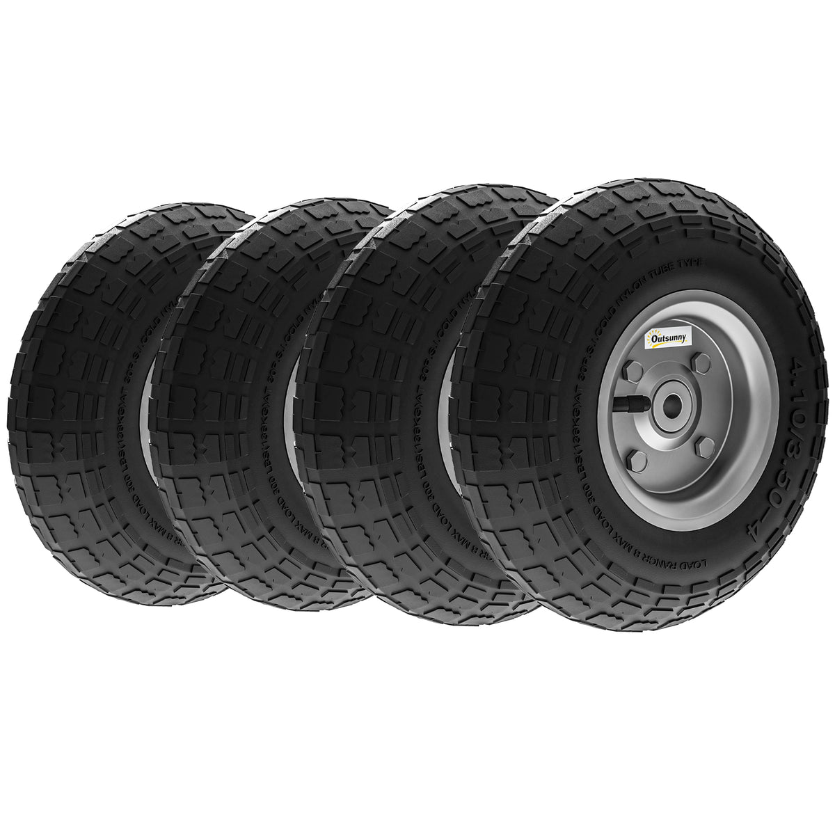 Schubkarrenrad 4er Set Ersatzrad 80 kg Ø 255 mm Luftreifen mit Schlauch Kugellager Schwarz