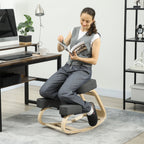 Kniestuhl, ergonomischer Sitzhocker, Polsterhocker für gesunde Sitzhaltung, Birkenholz, 120 kg belastbar, Dunkelgrau