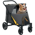 Foldable Pet Stroller, with Universal Wheels, Shock Absorber, for Medium and Large Dogs - Grey