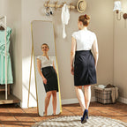 40 x 160 cm Rectangular Full Length Mirror - Gold Tone