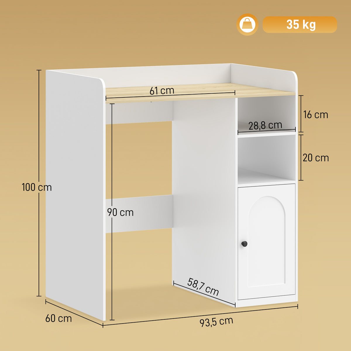 Waschmaschinenschrank Badschrank 93,5 x 60 x 100 cm Weiß und Natur