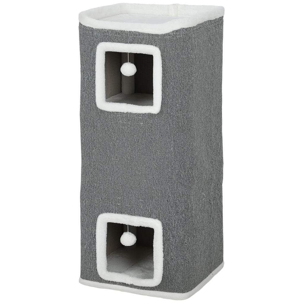 Kratztonne 100 cm Hoch 41 x 41 cm Vierstöckig für 1-2 Katzen Grau